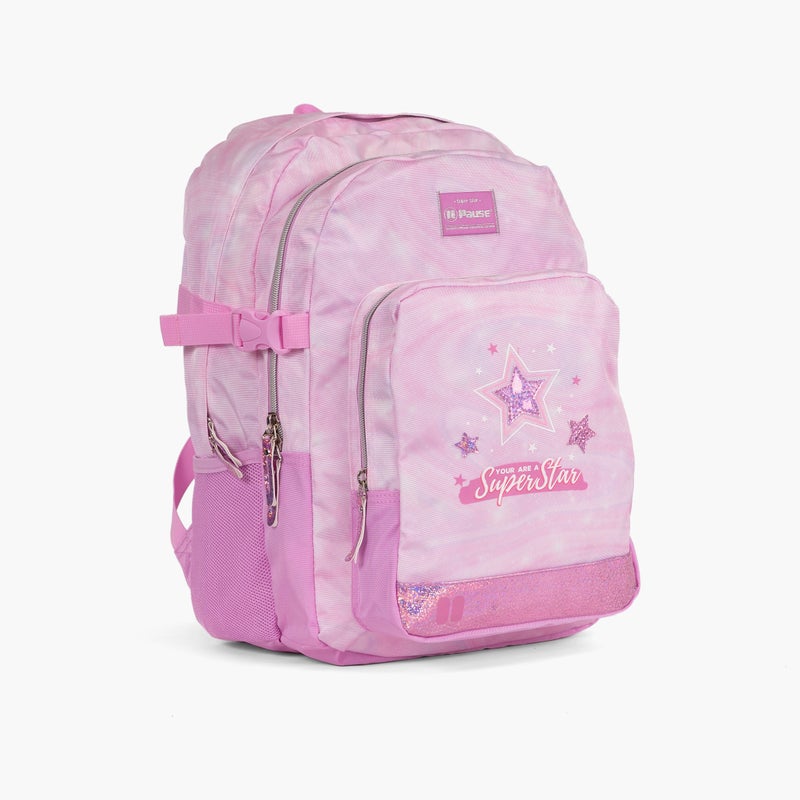 PAUSE Pink Logo Detail Backpack for Girls - Image 1
